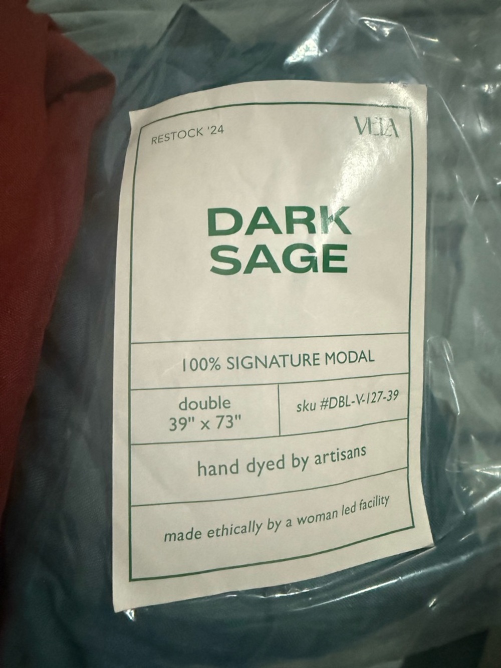 VIA Dark Sage Signature Modal Wrap - Dark Sage & red amber double
